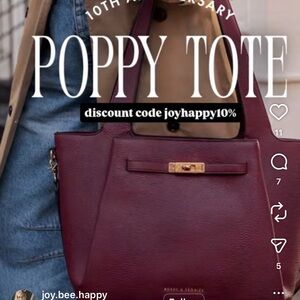 Poppy & Peonies Burgundy Structured Tote with Gold Hardware